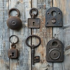 Vintage-style keys and locks