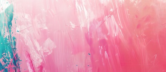 Fototapeta premium A vibrant canvas showcasing a hand-drawn pink abstract oil painting with textured brushstrokes in shades of blue. The image conveys a dynamic interplay of color and movement in an abstract composition