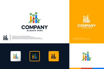 abstract statistic , bull , finance , logo design template.