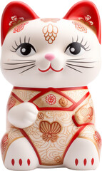 maneki neko,lucky cat isolated on white or transparent background,transparency 