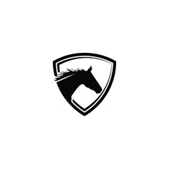 Stallion horse with shield logo design
