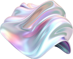 waving holographic silk satin fabric isolated on white or transparent background,transparency 