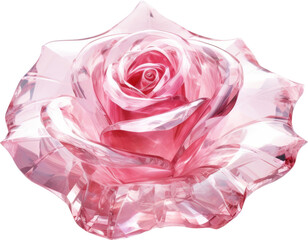pink rose,pink pastel crystal shape of rose,rose made of crystal diamond gem isolated on white or transparent background,transparency 