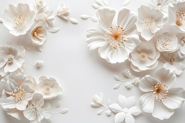 Flower and Leaf Frame Decoration and white background