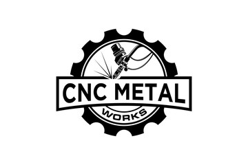 CNC Computer Numerical Control metal work illustration logo design.