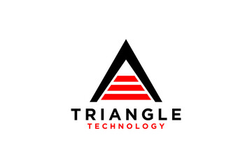 Initial letter a striped triangle logo, industrial business and technology icon symbol.