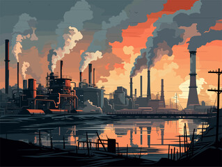 smoke from factory and environmental pollution