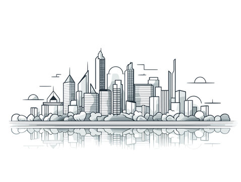 city skyline vector draving art