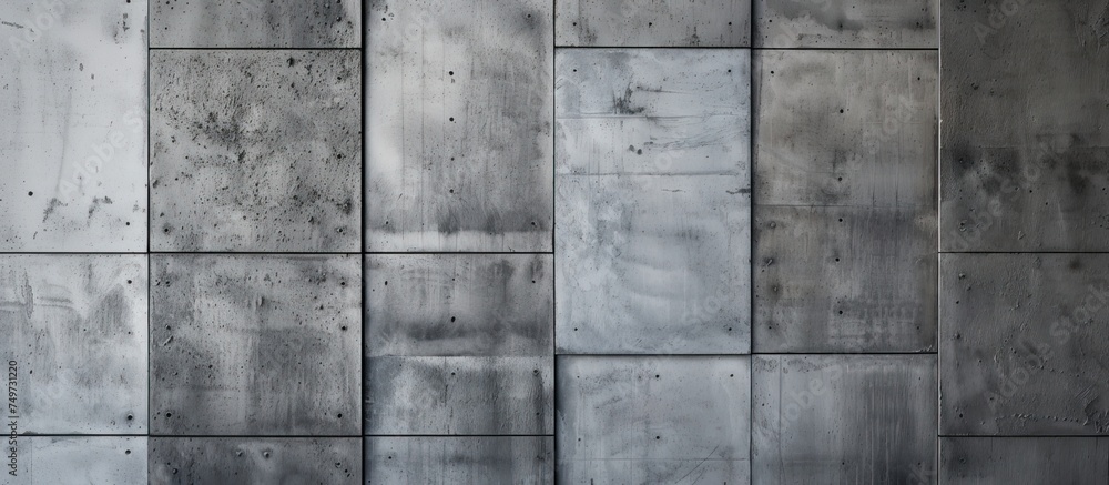 Poster a visually striking wall made up of concrete blocks. the textured surface of the wall creates an abs