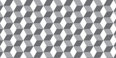 Seamless abstract white and gray stripe rectangles hexagon type cube geometric pattern. modern square diamond mosaic pattern. retro ornament grid tiles and wallpaper used for background.