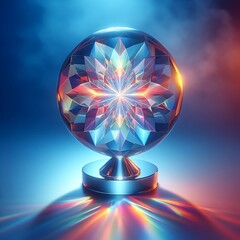 Photo of shiny glass sphere ai generative