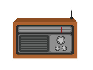 old radio isolated on white background