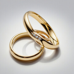a pair of wedding rings in watercolor style isolated on a transparent background,