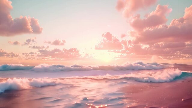 ocean wave with sunset landscape