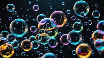 Colorful bubble wallpaper, black screen bubbles background, bubbles black background, bubbles on black background,