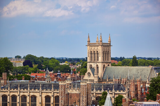 St John's College as seen from the St Mary the Great church. Cambridge. England