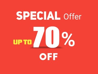 special offfer discount up to 70% off sale vector, 70 percent off typography vector illustration