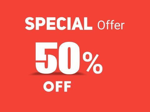 special offfer discount up to 50% off sale vector, 50 percent off typography vector illustration