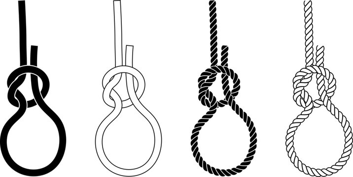 Slip knot rope icon set