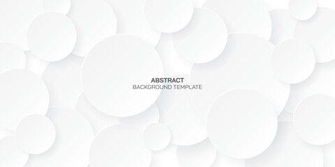 White background with 3D circle sheet paper cut style vector illustration.