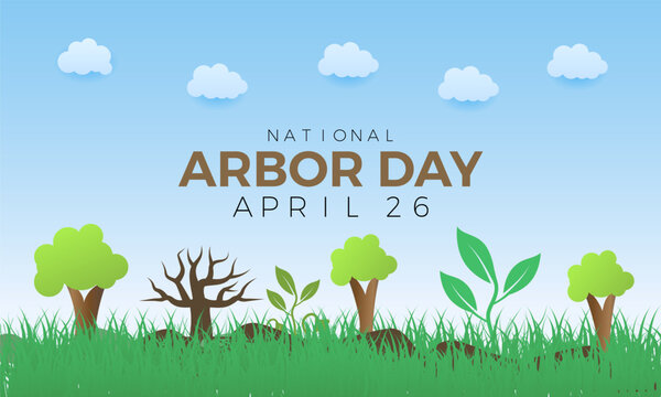 National Arbor Day celebrated every year of April 26, Vector banner, flyer, poster and social medial template design.