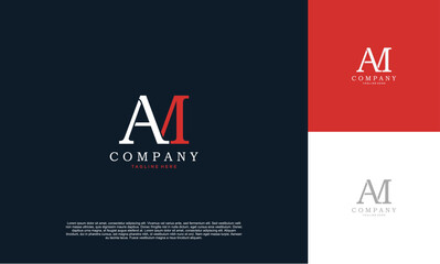 AM initial letter logo vector design