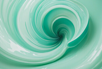a captivating twirl of mint green and seafoam blue abstract shape