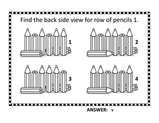 Abstract brain game, or visual puzzle. Answer included.
