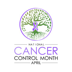 National Cancer Control Month Observed every year of April, Vector banner, flyer, poster and social medial template design.