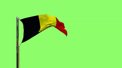 waving flag of Belgium for day of the flag on green screen, isolated - object 3D illustration