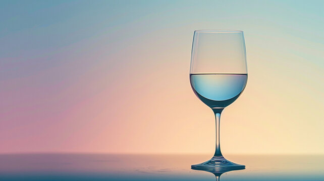 .A serene and minimalistic image of a clear glass filled with innovative liquid forms