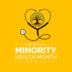 National Minority Health Month Observed every year of April, Vector banner, flyer, poster and social medial template design.
