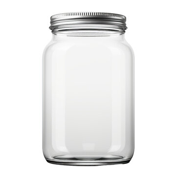 A blank glass mason jar with a metal lid isolated on transparent background, png