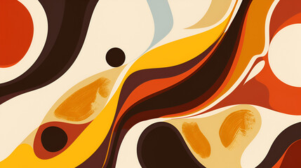 Vibrant Geometric Composition in Warm Tones - Modern Artistic Design with Dark Orange, Brown, and Yellow Elements