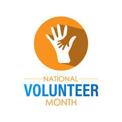 Obraz premium National Volunteer Month celebrated every year of April, Vector banner, flyer, poster and social medial template design.