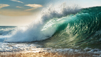 ocean wave crashing under morning light, symbolizing energy and renewal
