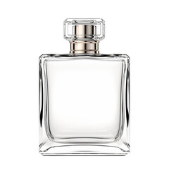 A blank glass perfume bottle isolated on transparent background, png