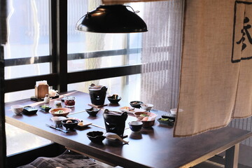 Delicious Traditional Japanese breakfast set meal at Onsen Hot Spring Hotel in Japan 
