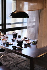 Delicious Traditional Japanese breakfast set meal at Onsen Hot Spring Hotel in Japan 
