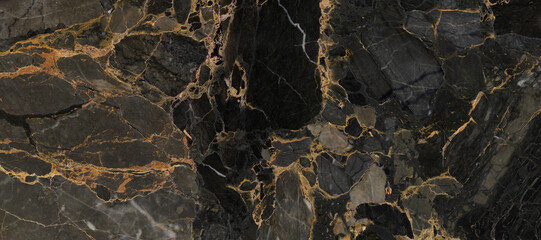 natural black Emperador marble texture with golden veins, black high gloss marble stone for...