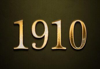 Old gold effect of year 1910 with 3D glossy style Mockup.	