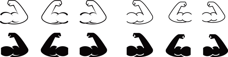 腕の筋肉に関するアイコンセット