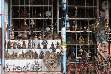 Indian antique collection on the fort Kochi market