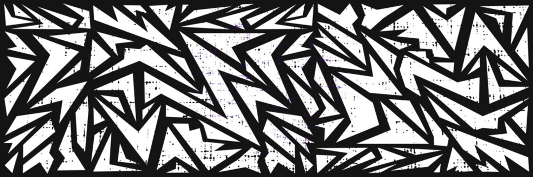 Abstract background pattern graphic in white and black color. Graffiti art vector. Suitable for banner, backdrop, poster and cover template.