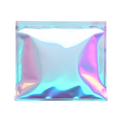 A blank holographic pouch isolated on transparent background, png