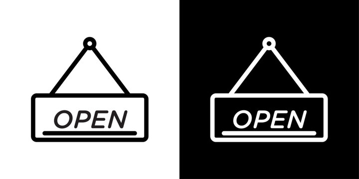 Open Sign Line Icon on White Background for web.