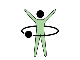 athletic man practicing exercise with hula hoop vector illustration design