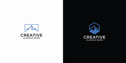 Set logo design mountain icon vector inspiration