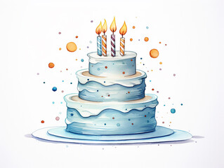 illustration of birthday cake with candles on white background