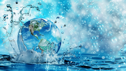 water and earth illustration. world water day illustration concept. The importance of clean water and awareness for sustainable management of clean water sources - obrazy, fototapety, plakaty